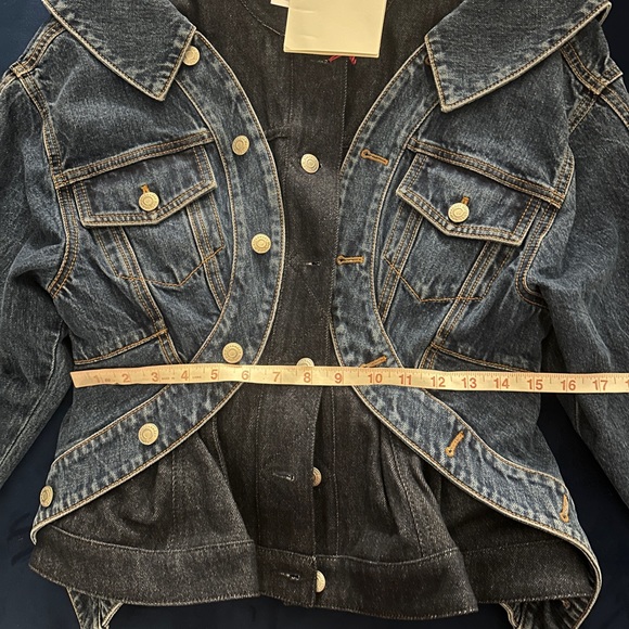 NWT ALEXANDER MCQUEEN LAYERED PEPLUM DENIM TROMPE L'OEIL JEAN JACKET IT 44 US 8 - Picture 12 of 12